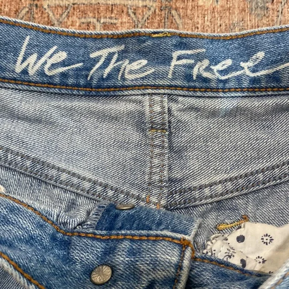 Free People Button Fly Distressed Denim Shorts, Size 27. - Picture 6 of 10